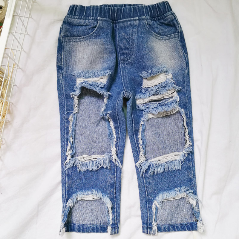 Broken Hole Pants Casual Jeans Denim Pants For Boys and Girls Kids Clothes