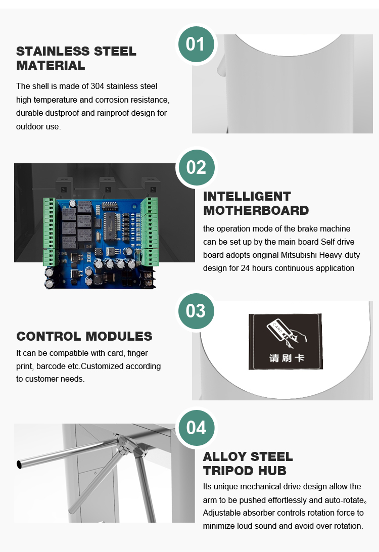 Measuring Body Temperature and Face Recognition Terminal Auto Turnstile Tripod Barrier Gate