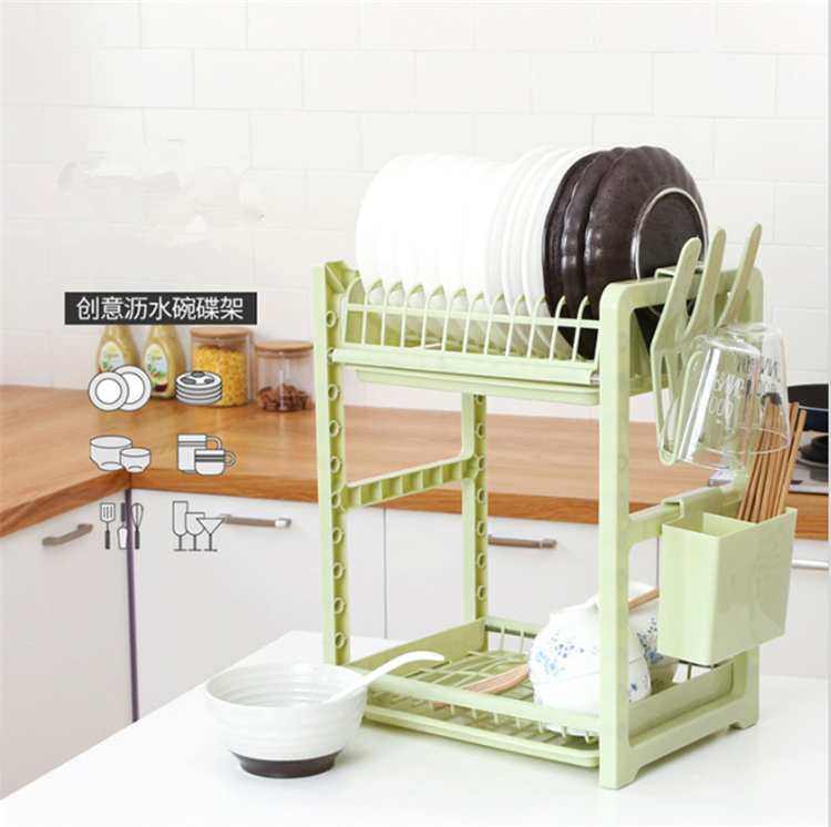 2 яруса пластиковая кухонная сушилка для посуды