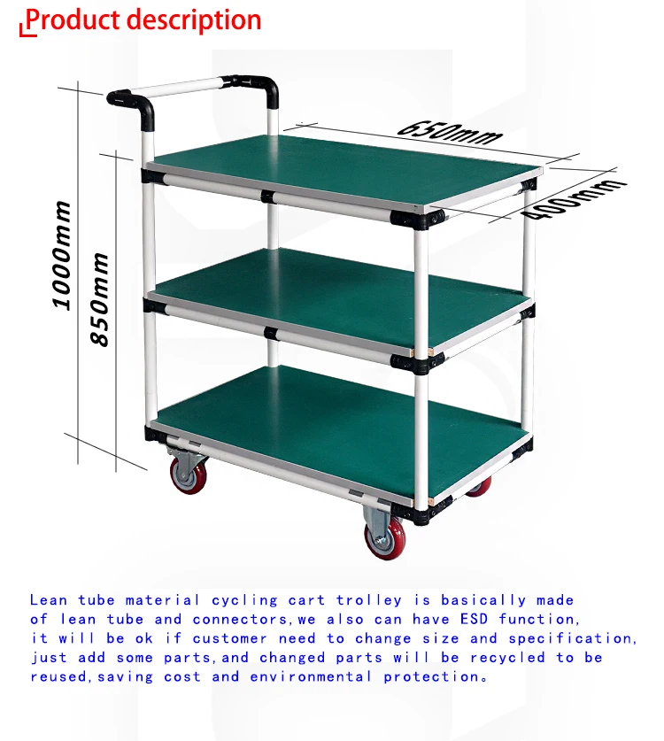 Cajón plástico del acero inoxidable del carro de la plataforma del tubo magro magro del tubo de los totalizadores de DIYA Industrial