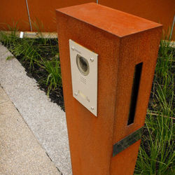 Free standing  corten steel metal mailbox with intercom