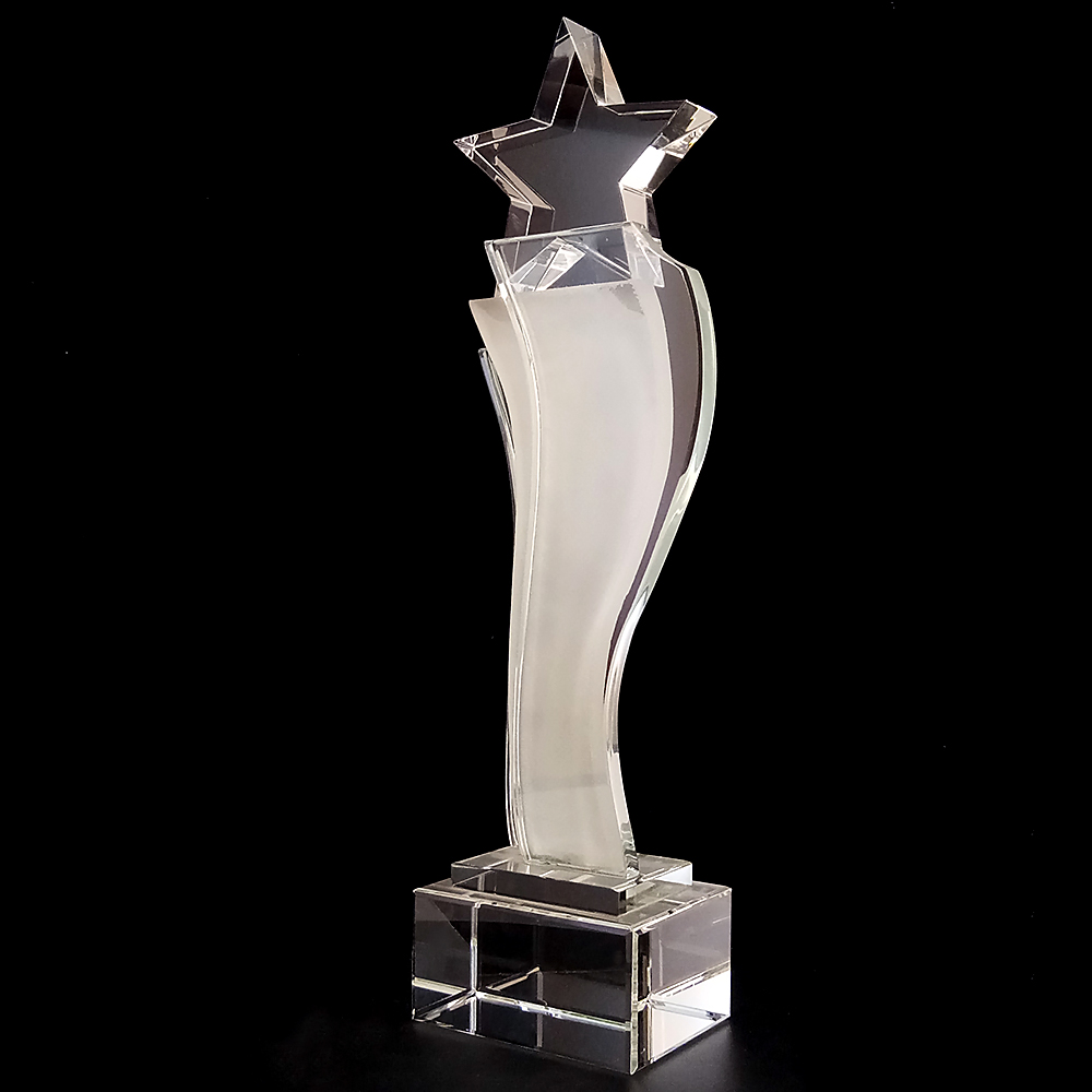 优秀的k9玻璃水晶奖纪念品礼物定制水晶奖杯星塔,带透明底座