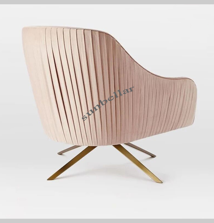 living room furniture velvet chair gold stainless steel foot swivel hotel chair luxury fabric chair