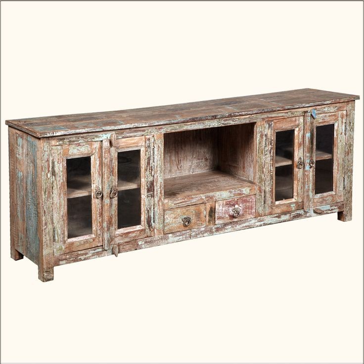 Rustic Reclaimed Distressed Solid Wood Media Console Cabinet Buy