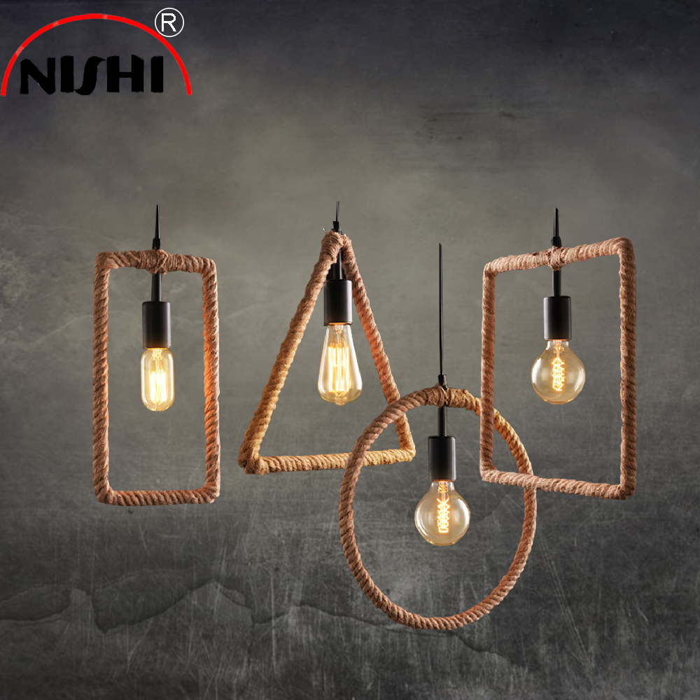 Art decoration Industrial design hemp rope handmade pendant lamp