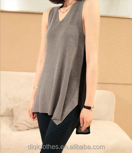 Knitting Splicing Summer Fall Winter Upper Garment High Fashion and Hot Style Women Tank Top Dresses V-Neck Sleeveless