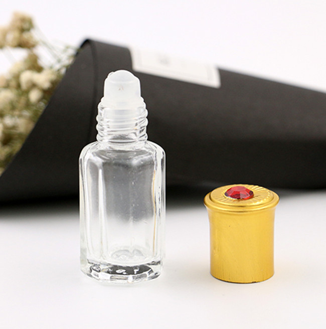 6毫升空八角形透明玻璃卷瓶玻璃滚球用于香水/精油