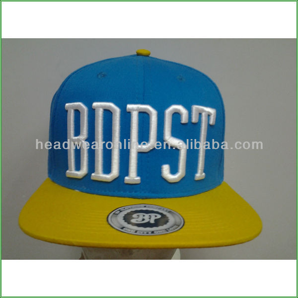 printed brim snapback cap and hat with 3d embroidery LOGO