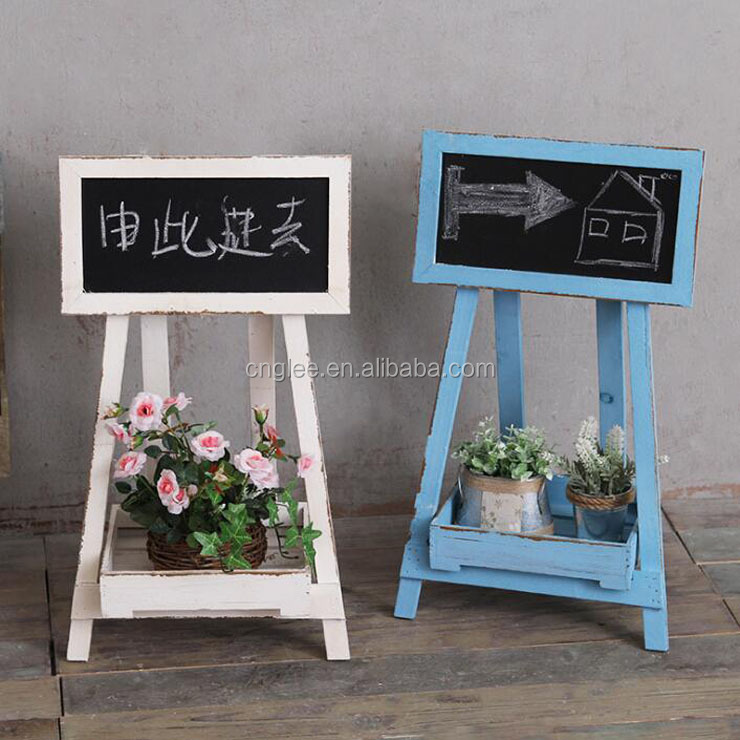 Gray Wooden Base Stand Set of 2 Tabletop Double Sided Chalkboard Display Sign