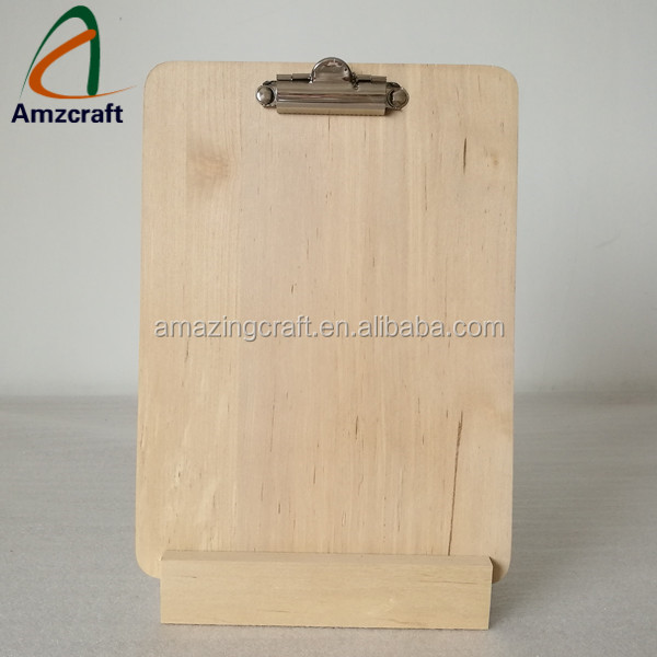 Простой натуральный цвет деревянный зажим меню стенд держатель с подвесным отверстием