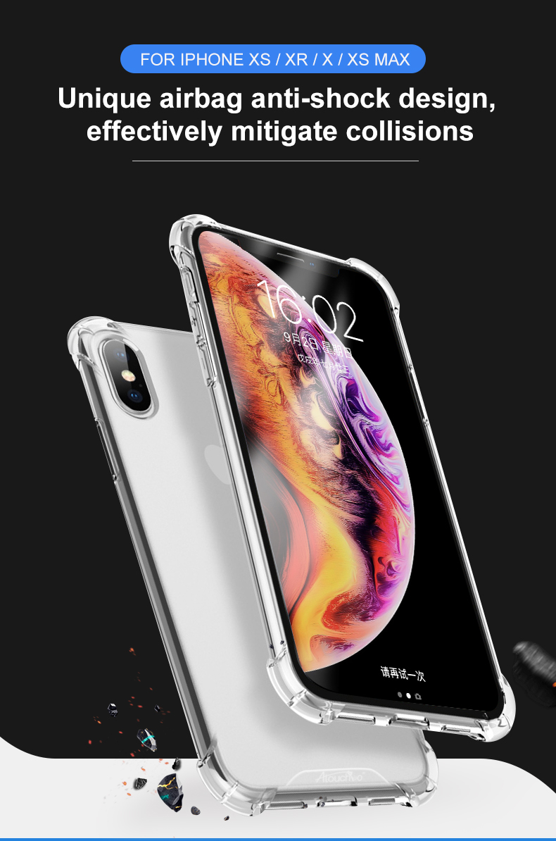 ATOUCHBO Customize Explosion Proof TPU And PC Transparent Mobile Cover Phone Case for iPhone X Xs Xs Max XR