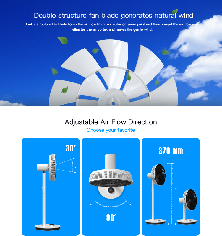 Newest microcomputer floor 12V DC brushless pedestal table portable bladeless electric stand fan 537