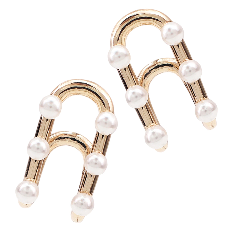 Moda Imitação de Pérolas de Metal Geométrica Stud Presente de Natal Brincos Declaração de Mulheres Marca Brincos Pérola Jóias Coréia