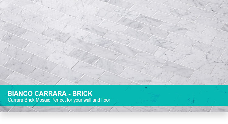 Polished White Marble Tile Carrara Brick Mosaic for Wall and Floor