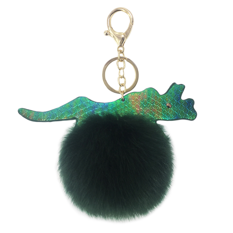 Новый дизайн, оптовая продажа, милый мультяшный брелок с динозавром для телефона, пушистый меховой брелок для ключей, брелок для сумки, брелок с меховым помпоном