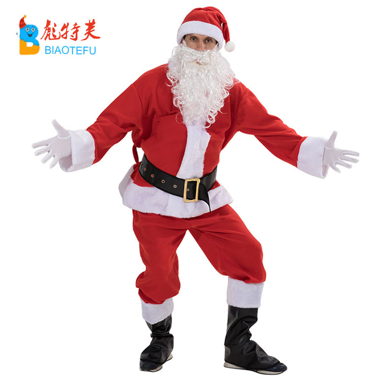 I37 Santa Claus Christmas Helper Fancy Dress Up Costume Xmas Party Outfit /& Hat