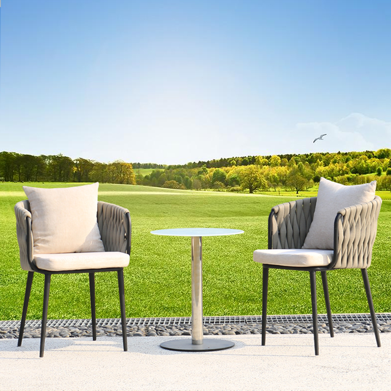 Wrought iron garden table and chair outdoor rattan wicker furniture
