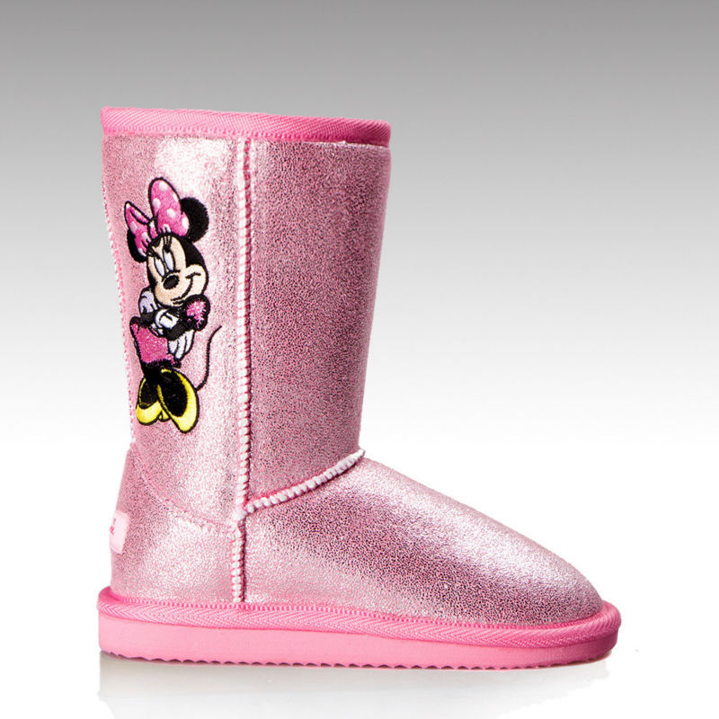 HC-575 блестящих искусственной овечьей шерсти подкладка EVA подошва из кожи с принтом в виде героев мультфильмов, расшитая милый розовый зимний свитер для девочки;