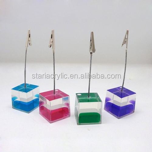 3 Clips Cube Base Fil Memo Holder Paper Note Clip-Argent Gris Q8A7