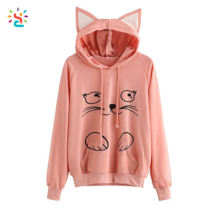 KOG Damen Hoodie Mit Süßem Katzen-Print - Warm & Lässig Für Herbst & Winter