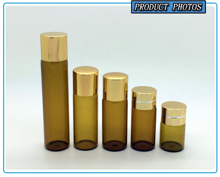 2毫升迷你琥珀化妆品玻璃精油瓶与减速机插头和铝盖