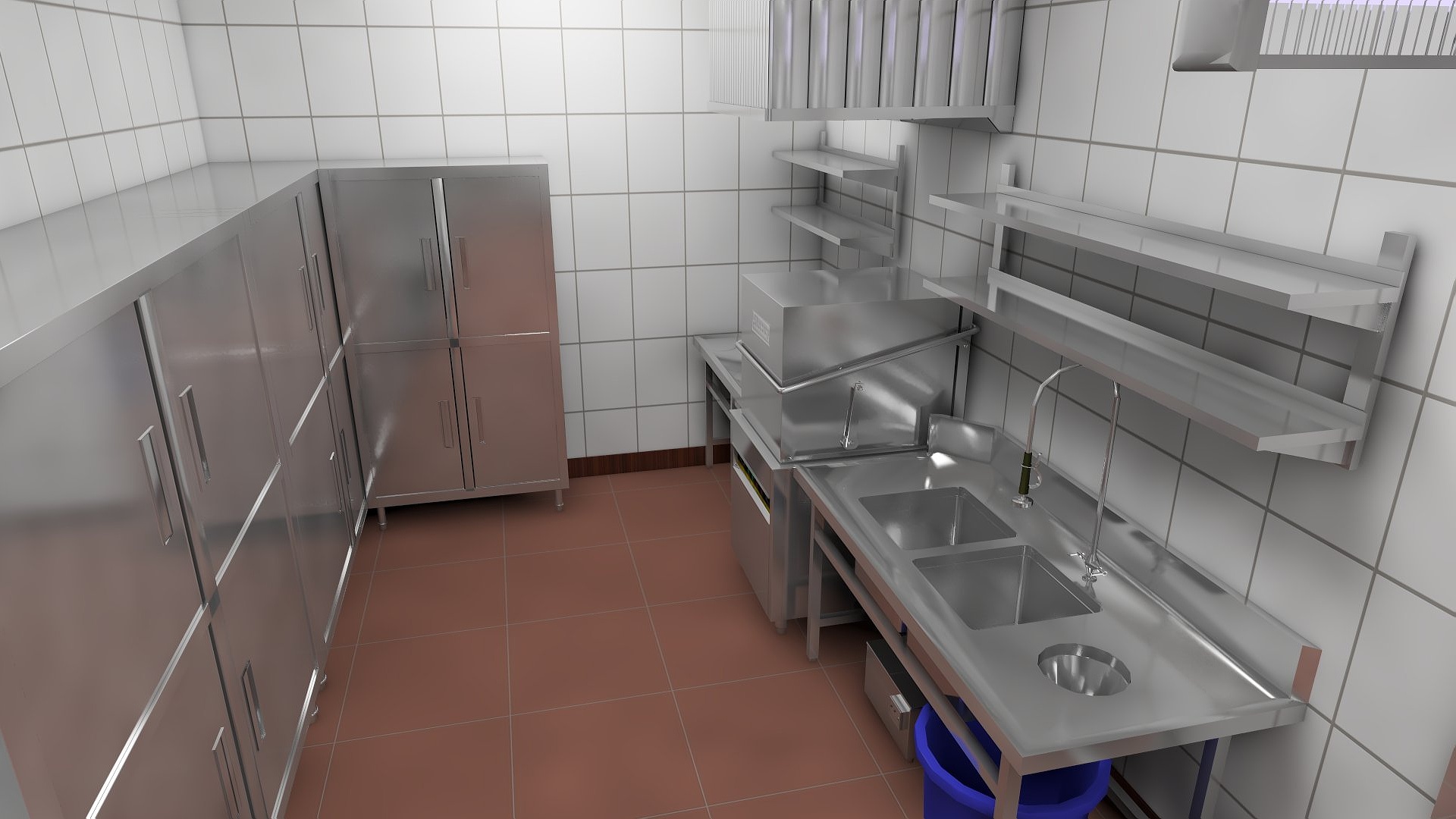 商用厨房布局,商用厨房设备设计 3d 厨房设计