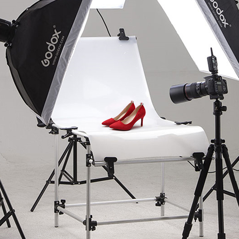 BOLLUMA Table De Photographie 60x130cm Avec Fonds PVC Non Réfléchissant Et Cadre Aluminium