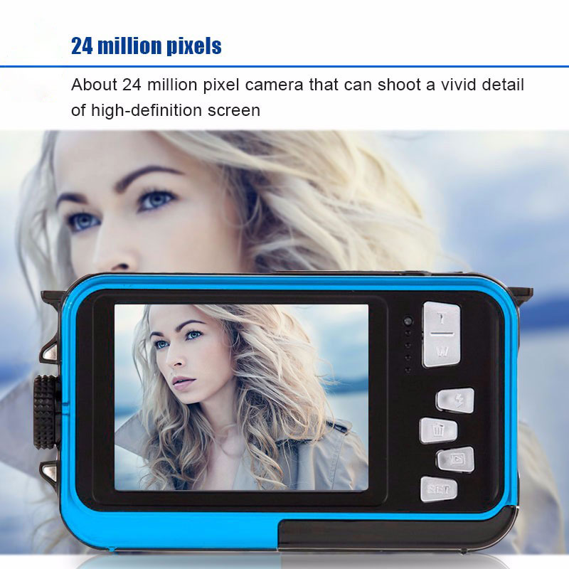 2.7" inch 24MP Dual LCD Screen Compact Digital Camera Waterproof 16x Zoom Video Camcorder Mini Cameras CMOS Micro Camera EU plug