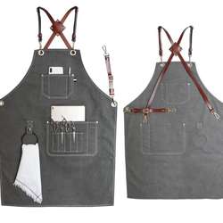 Denim apron waterproof strap barista barber gardening floral work apron custom canvas