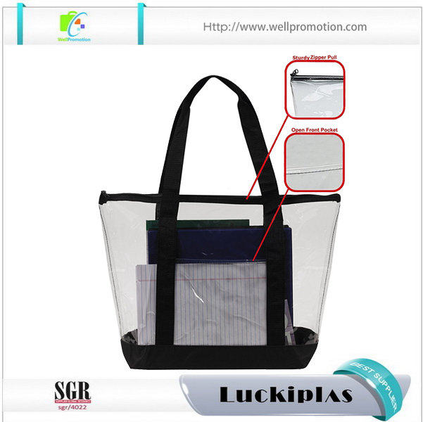 Borsa tote in plastica da spiaggia personalizzata da donna, borse tote in PVC trasparente all'ingrosso per la promozione
