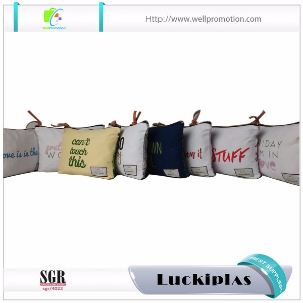 Bolso cosmético del maquillaje de la impresión completa de la cremallera del metal del logotipo de encargo de la lona de algodón durable