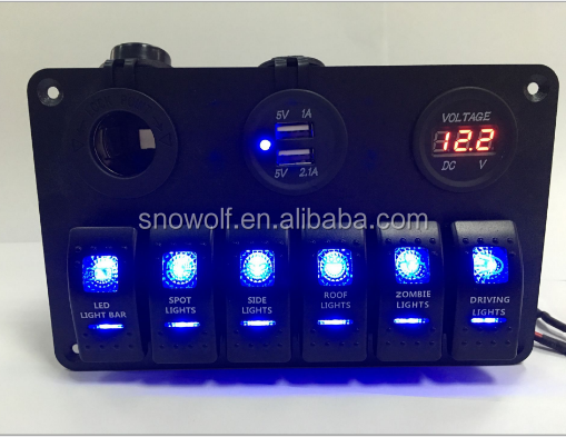 4 GANG WHITE DELUXE LED ROCKER SWITCH PANEL /& CIRCUIT BREAKERS BOAT//MARINE