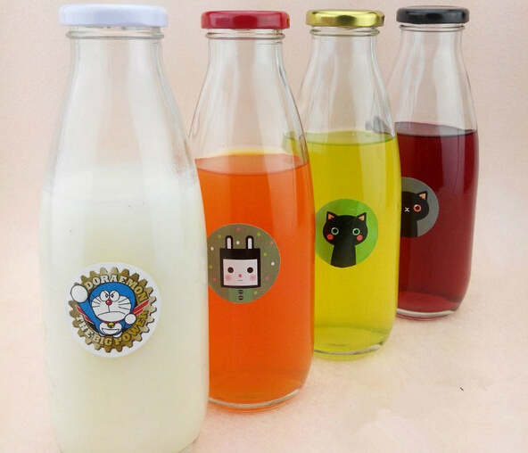 200ml 300ml 500ml glass milk drinking bottle with plastic cap