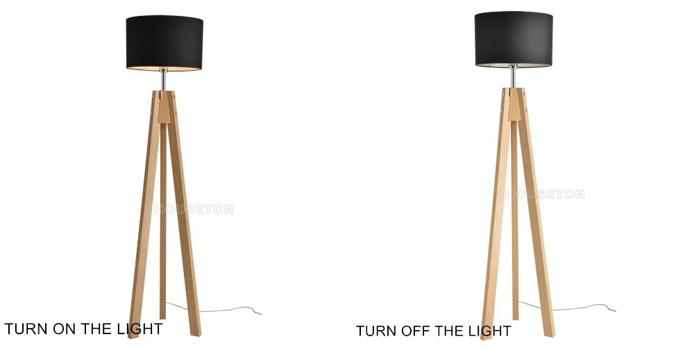 Factory price black fabric designer wooden tripod floor lamp shade