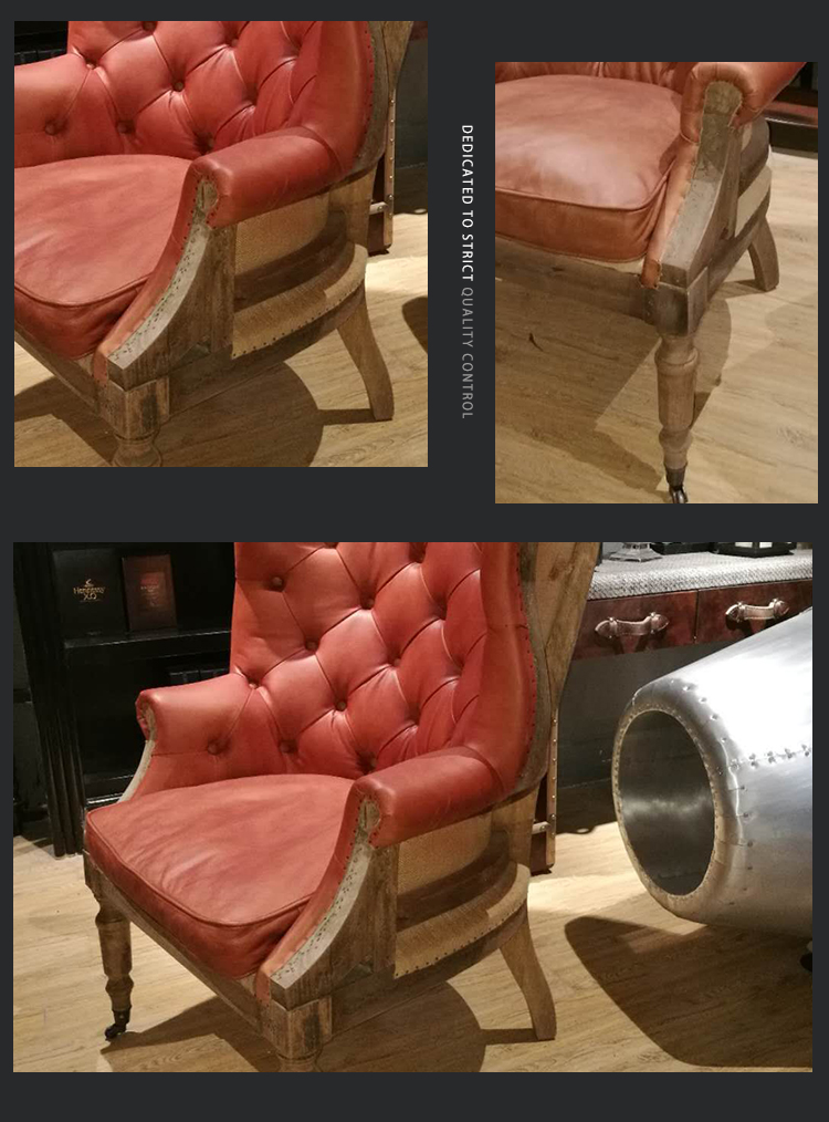 Exquisite workmanship full genuine leather handmade vintage high back chair