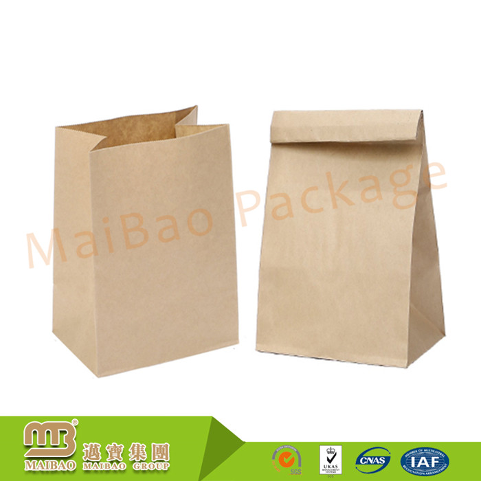 Eco Friendly Cheap Durable Custom Printed Grocery Brown Kraft Paper Lunch Bag Without Handle