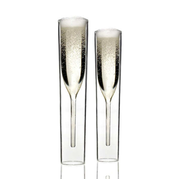 Handmade Drinking  Glass  Double Wall Champagne Flutes Cup Glasses  Gift Set