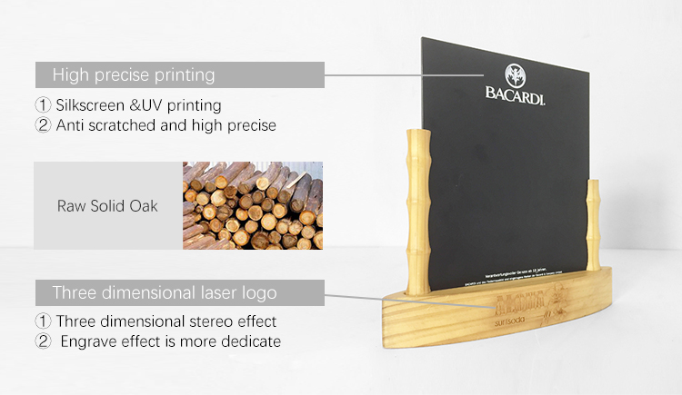 Custom Chalkboard Design menu holder wood for restaurant