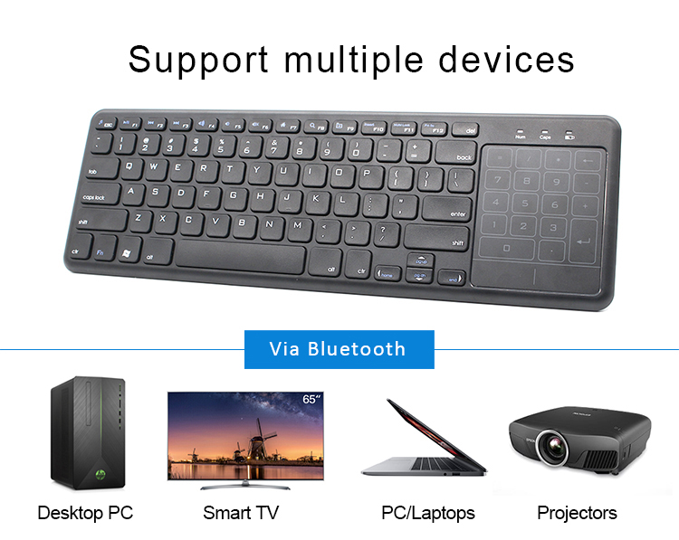 Portable Touchpad 78keys Abs Azerty Layout  Mini Bluetooth Wireless Keyboard For Windows Android