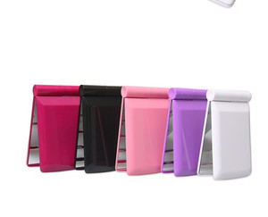 Wholesale antique girls colorful square shaped portable small led pocket makeup mirror