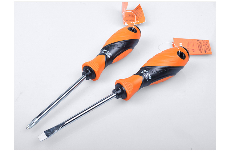 ASAKI  AK-6939 High Quality  Hand Tools Slotted Screwdriver 3x75mm- Magnetic Alloy Steel Non-slip Handle Manual Tool