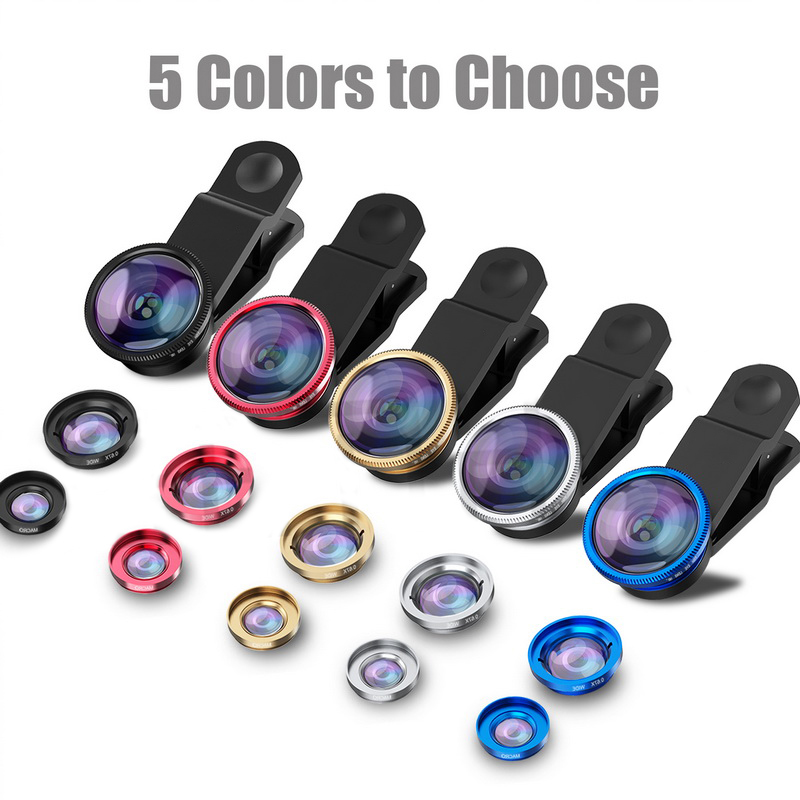 Lente Per Smartphone 3 In 1 - Grandangolare, Macro E Fisheye 210&deg;, Per IPhone E Android
