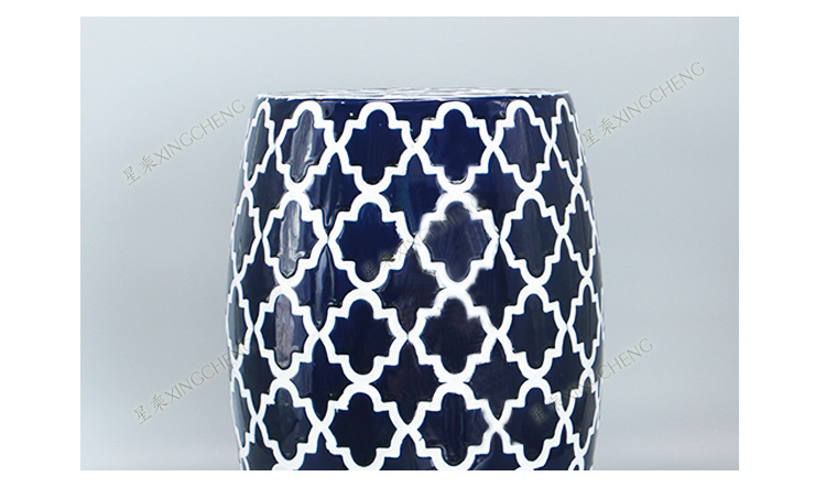 Home decoration flower standing ceramic garden drum seat Shoe changing porcelain stool in entryway  for wholesale