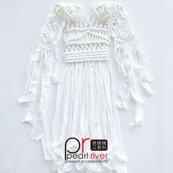 Venda por atacado de malha macrame trançado pescoço peça de guarnição para vestuário