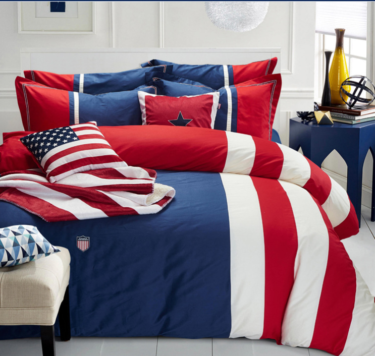 Boys Cartoon Cotton Twin Duvet Cover and Pillow, Red and Blue Kids single Gift Reversible Comforter Bedding Sets