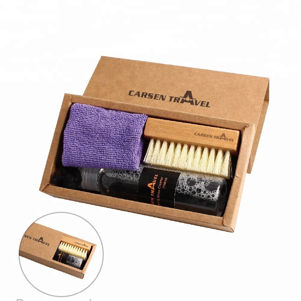 Wholesale Aamzon new coming corduroy bag shoe cleaner set shoe cleaner