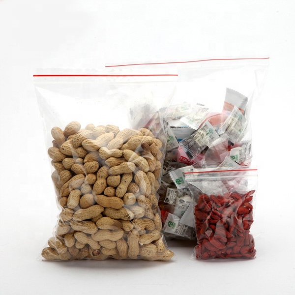 High quality transparent plastic reusable zipper food bag
