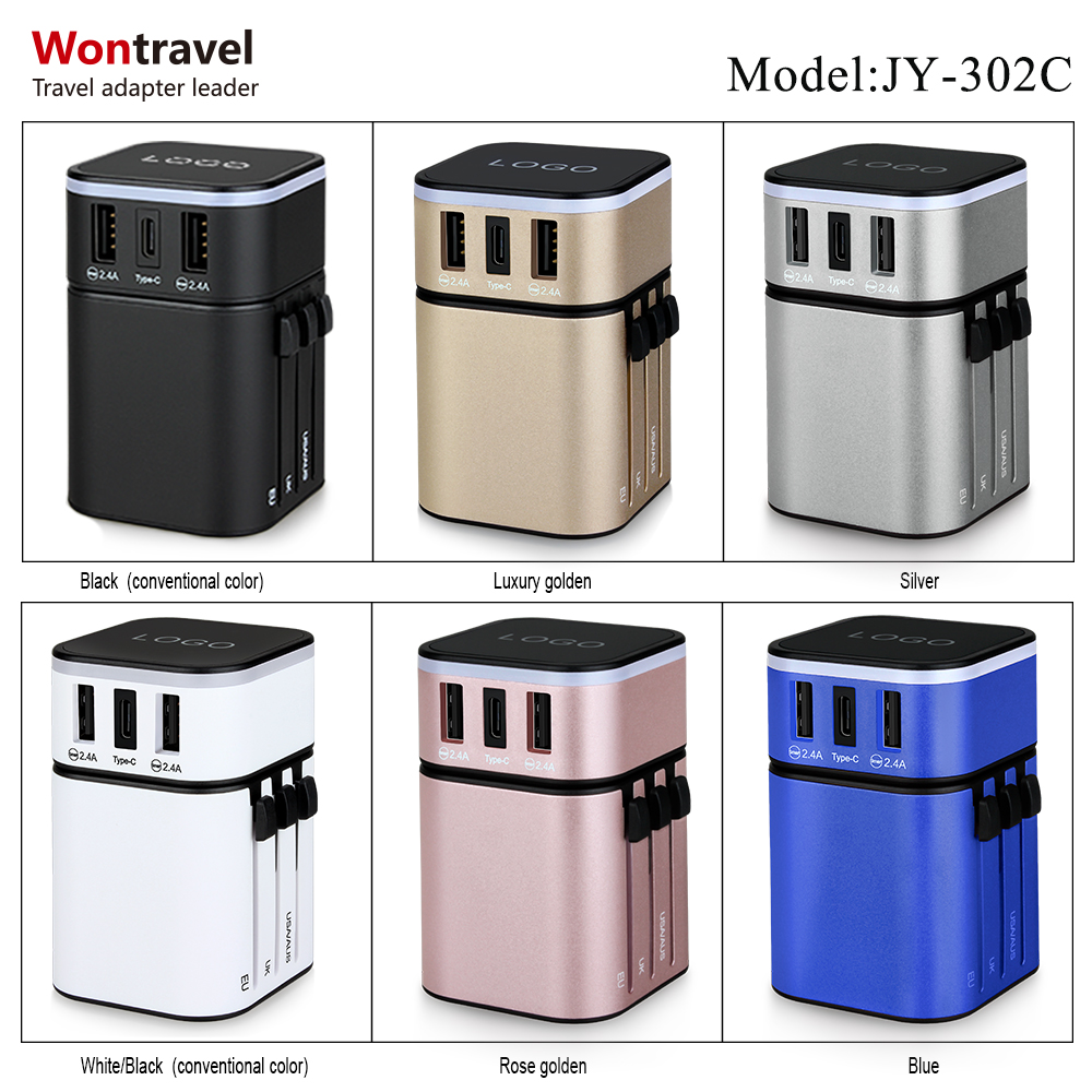 Новые 3USB порты и разъёмы world travel adapter USB C Быстрый зарядное устройство разъем с AUS ЕС Великобритания США plug outlet