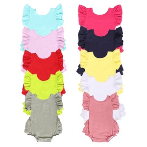 2019 boutique baby clothes organic cotton fly sleeve love pattern romper Onesie with ruffle