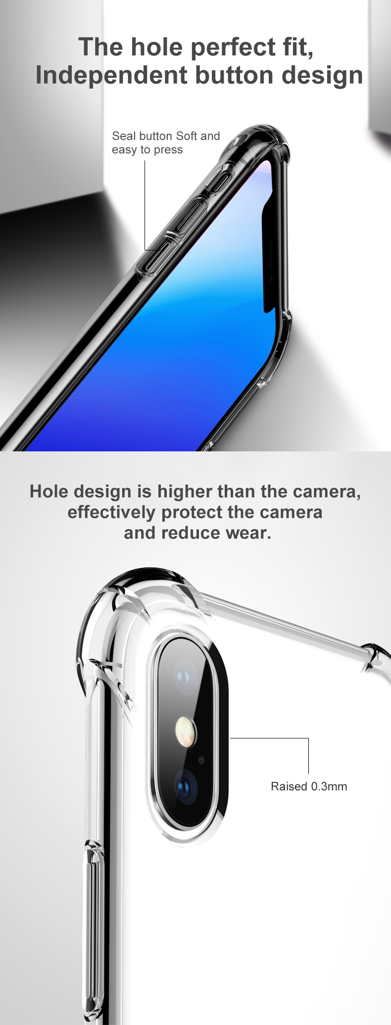 ATOUCHBO Customize Explosion Proof TPU And PC Transparent Mobile Cover Phone Case for iPhone X Xs Xs Max XR